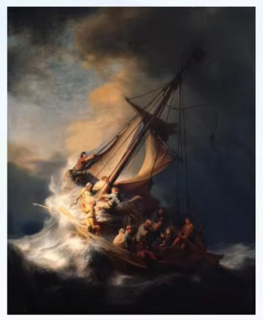 Custom Hand-Painted Artwork 40 inches H x 50 Storm on the Sea of Galilee by Rembrandt