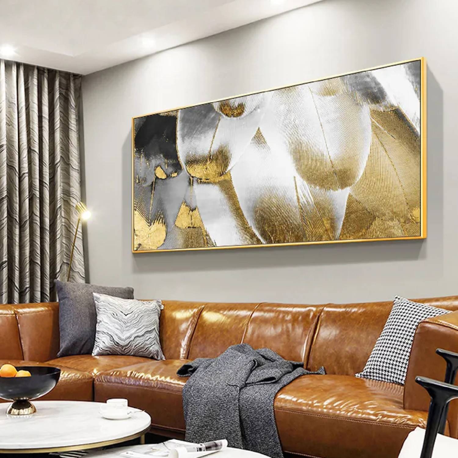 Modern Luxury Gold Feathers Minimalist Painting – My Modern Art