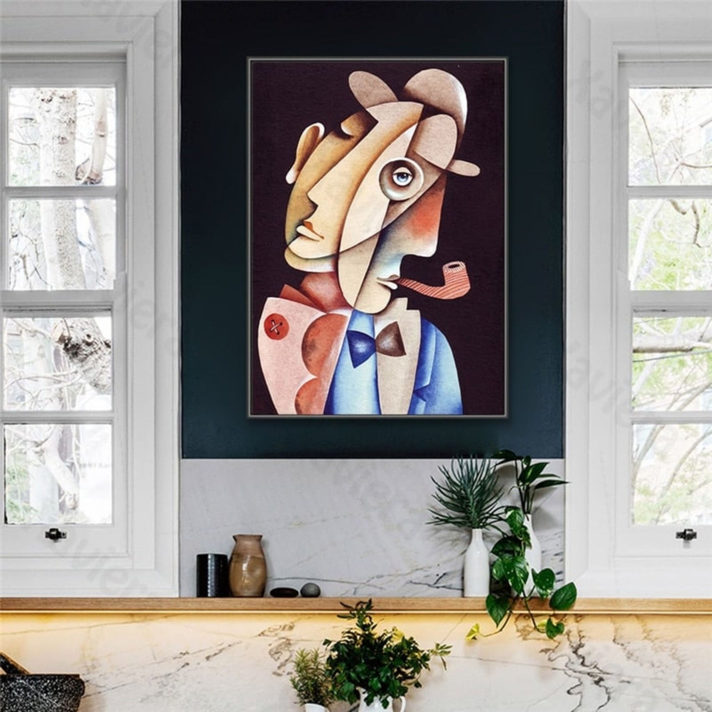 Picasso Nordic Elegance – Hand-Painted Abstract Smoker Canvas Art