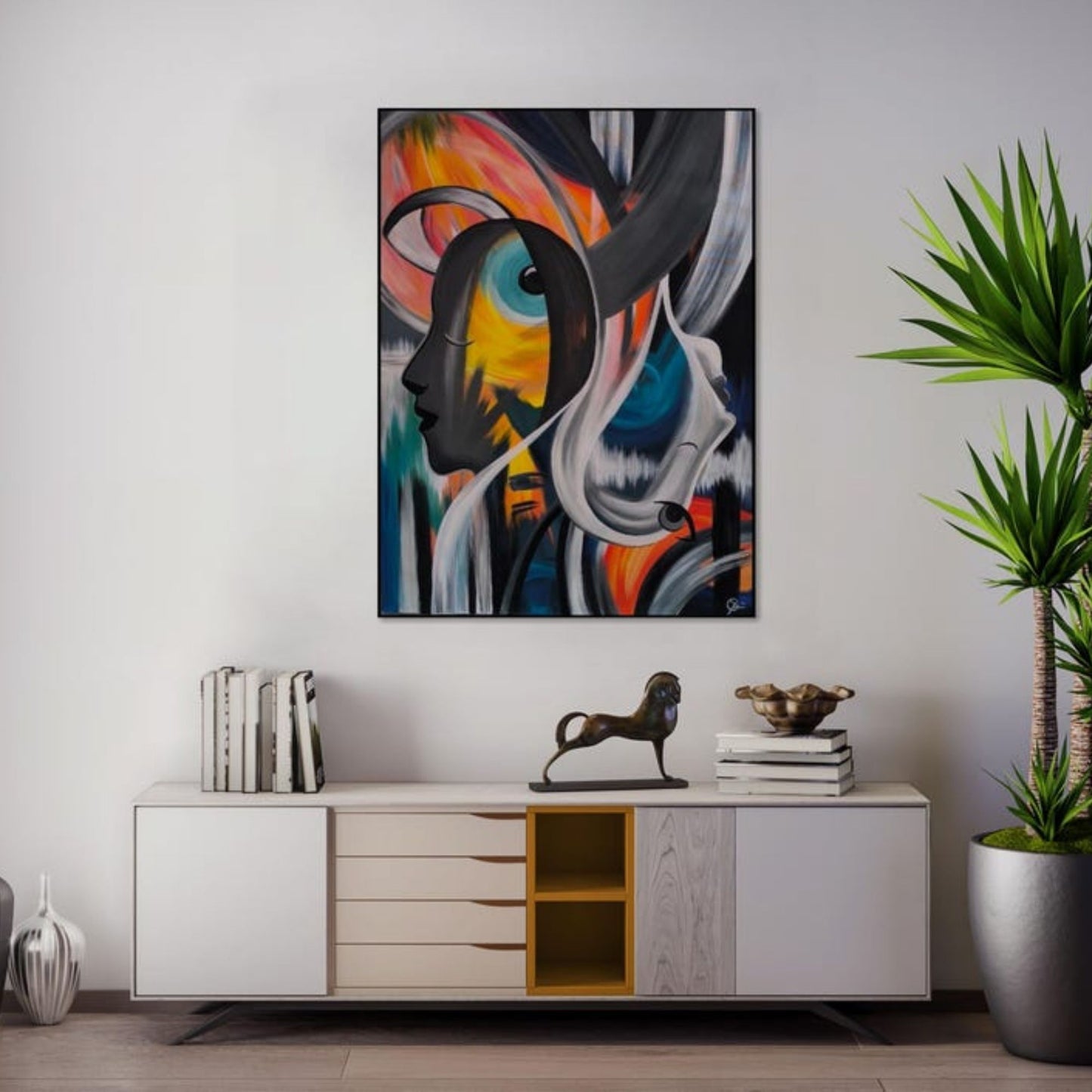 Faces of Abstract Emotion – Hand-Painted Modern Oil Canvas