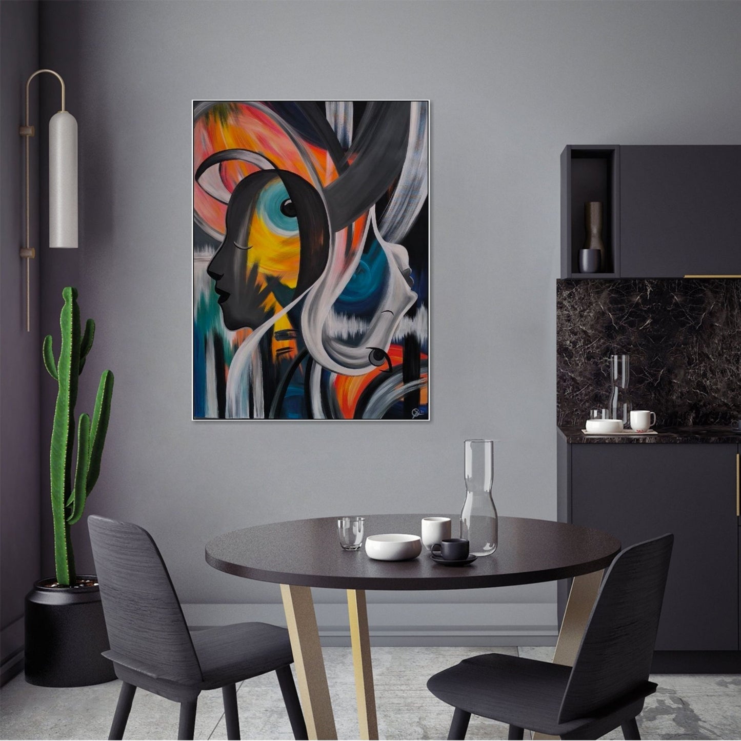 Faces of Abstract Emotion – Hand-Painted Modern Oil Canvas