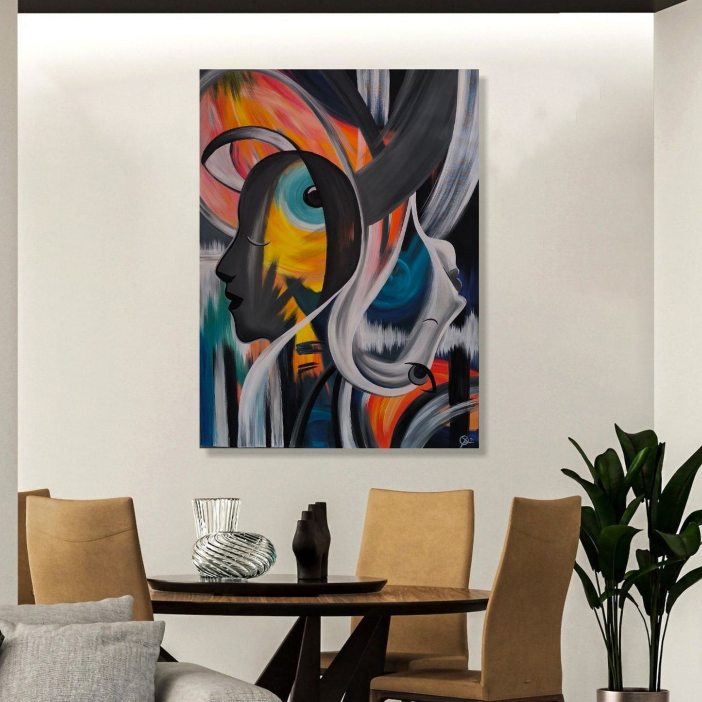 Faces of Abstract Emotion – Hand-Painted Modern Oil Canvas