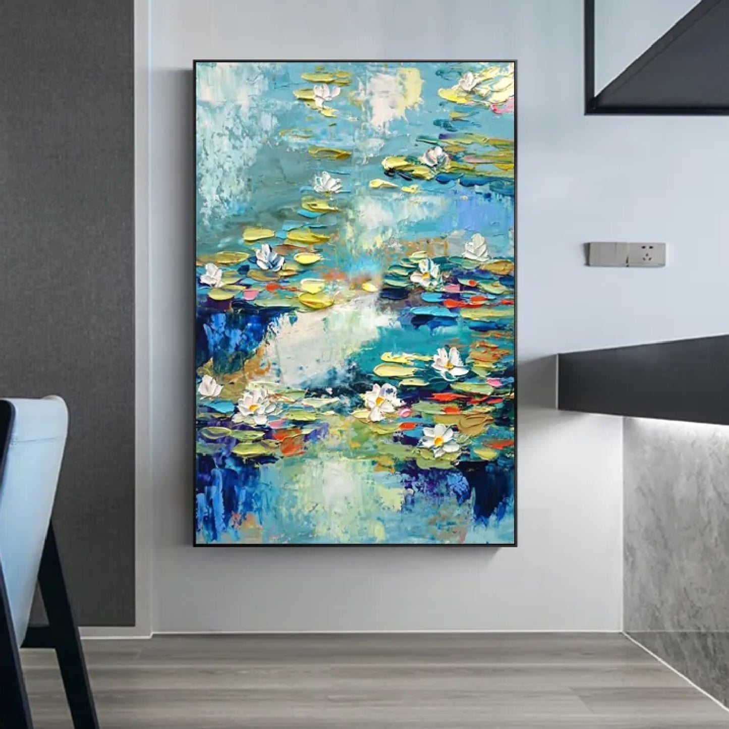 3D Textured White Lotus Palette Knife Wall Artwork