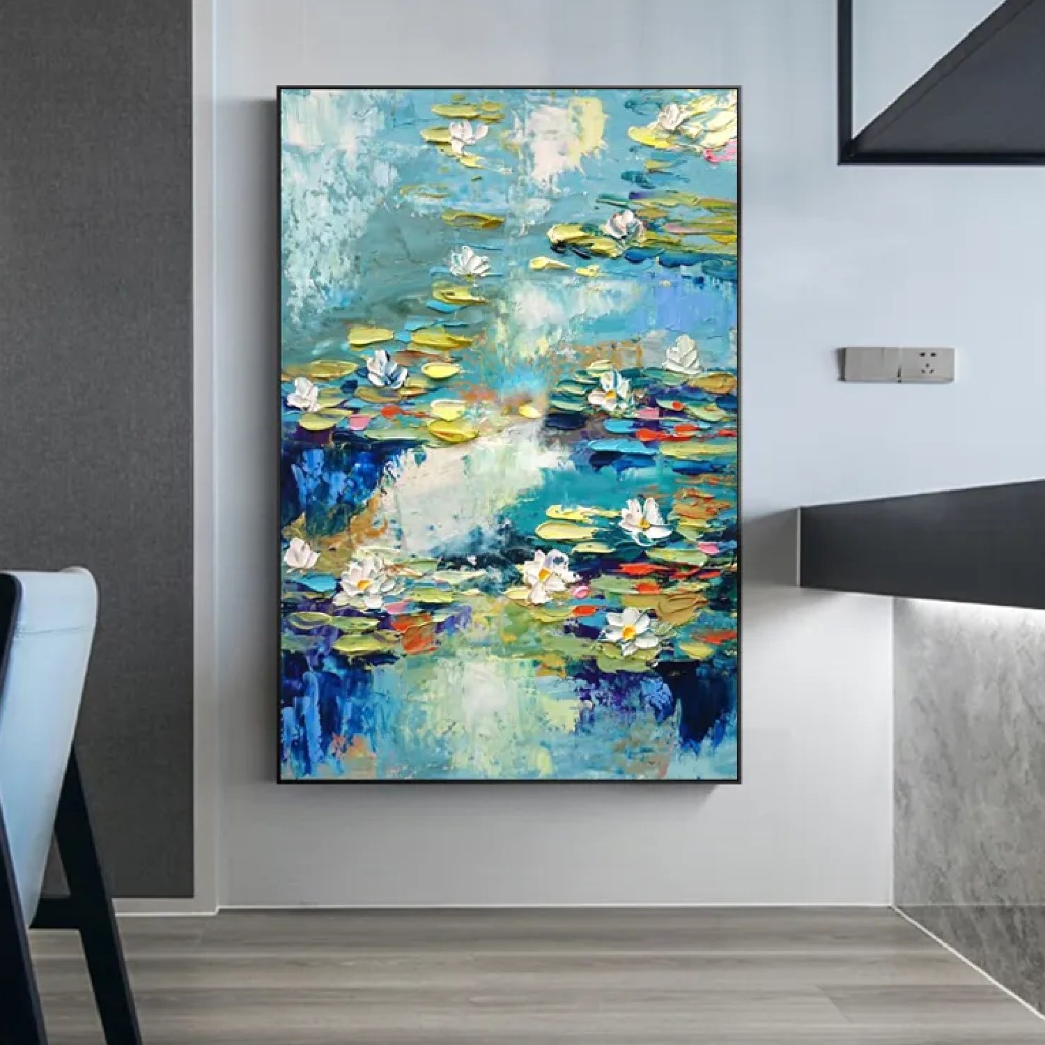 3D Textured White Lotus Palette Knife Wall Artwork