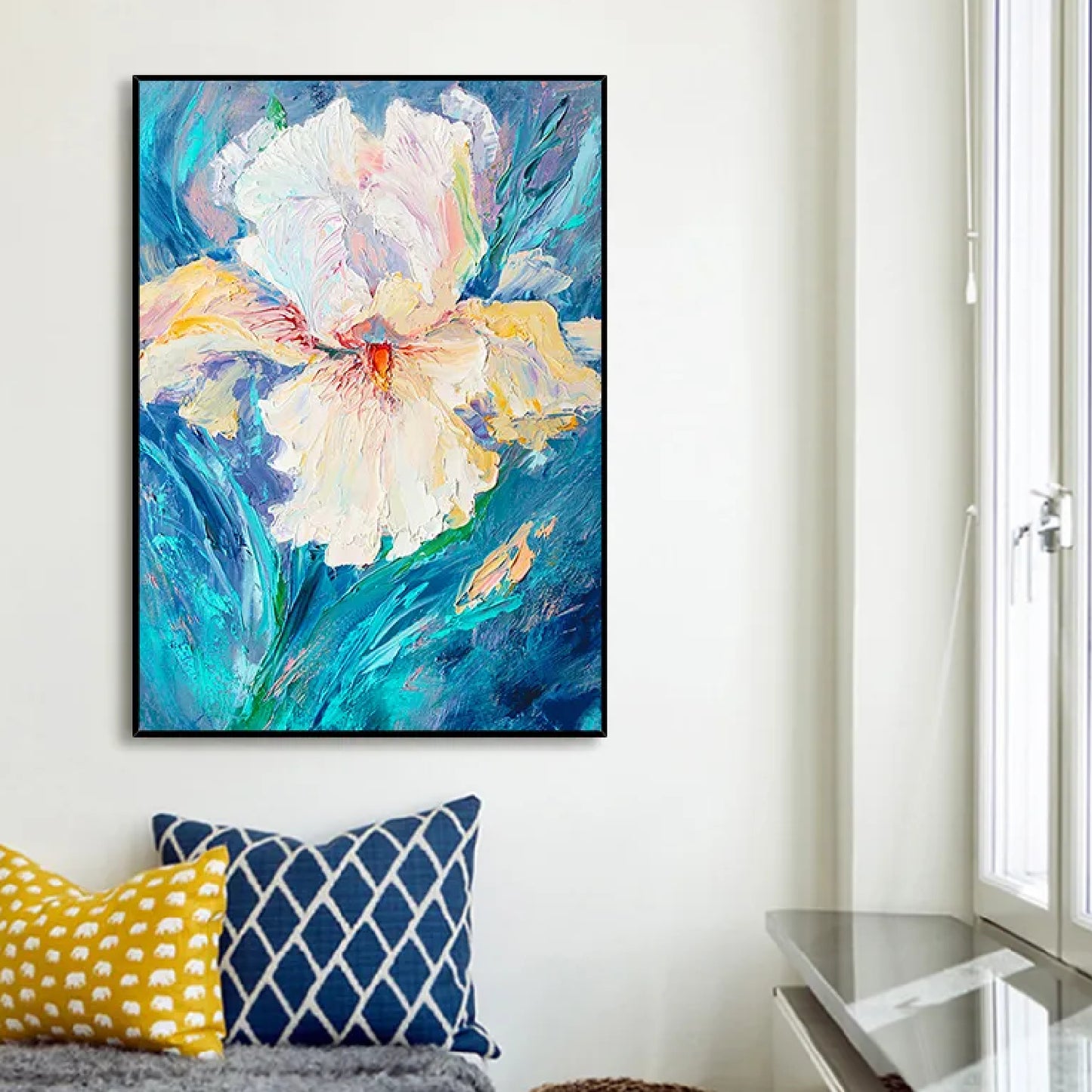 3D Textured Iris Flower Modern Wall Decor Painting