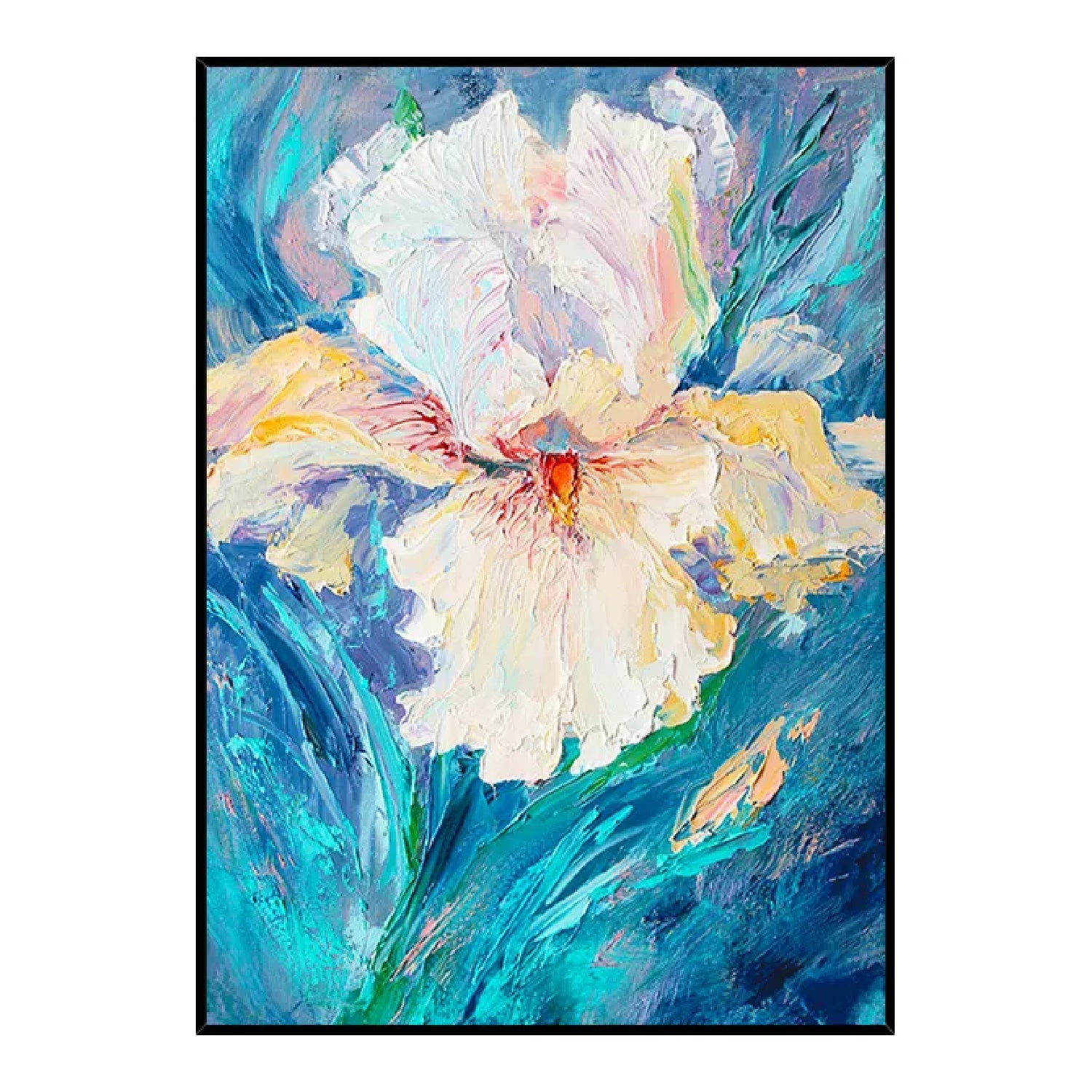 3D Textured Iris Flower Modern Wall Decor Painting