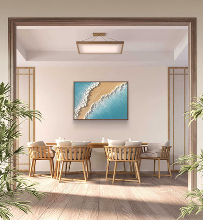 3D Thick Textured Beach Waves Abstract Knife Art
