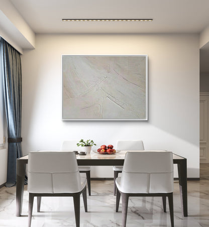 3D White & Beige Minimalist Handmade Abstract Living Room Oil Painting