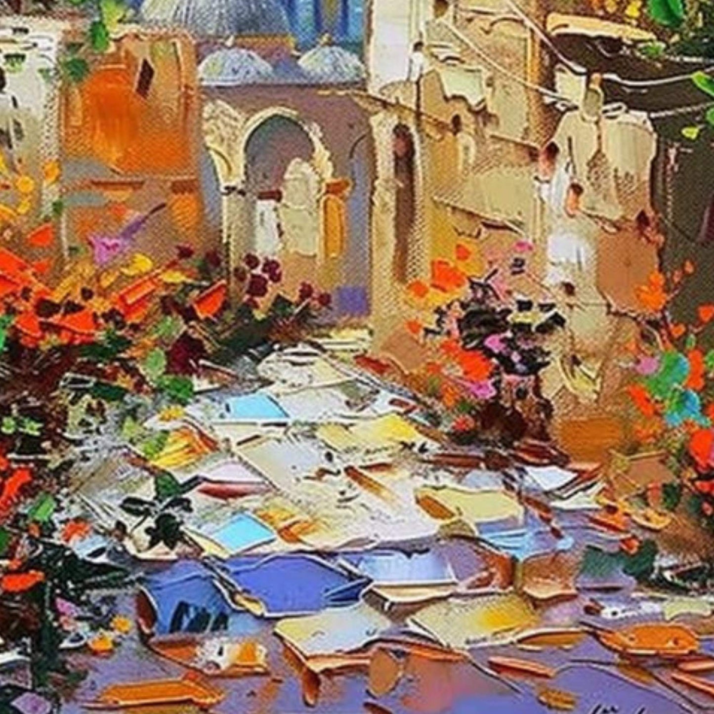 Bespoke Arabic Mosque Skyline Oil Painting on Large Canvas