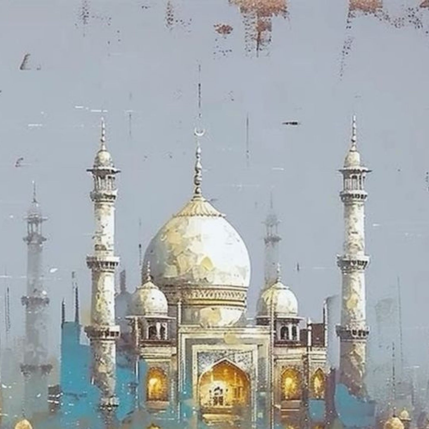 Bespoke Arabic Mosque Skyline Oil Painting on Large Canvas
