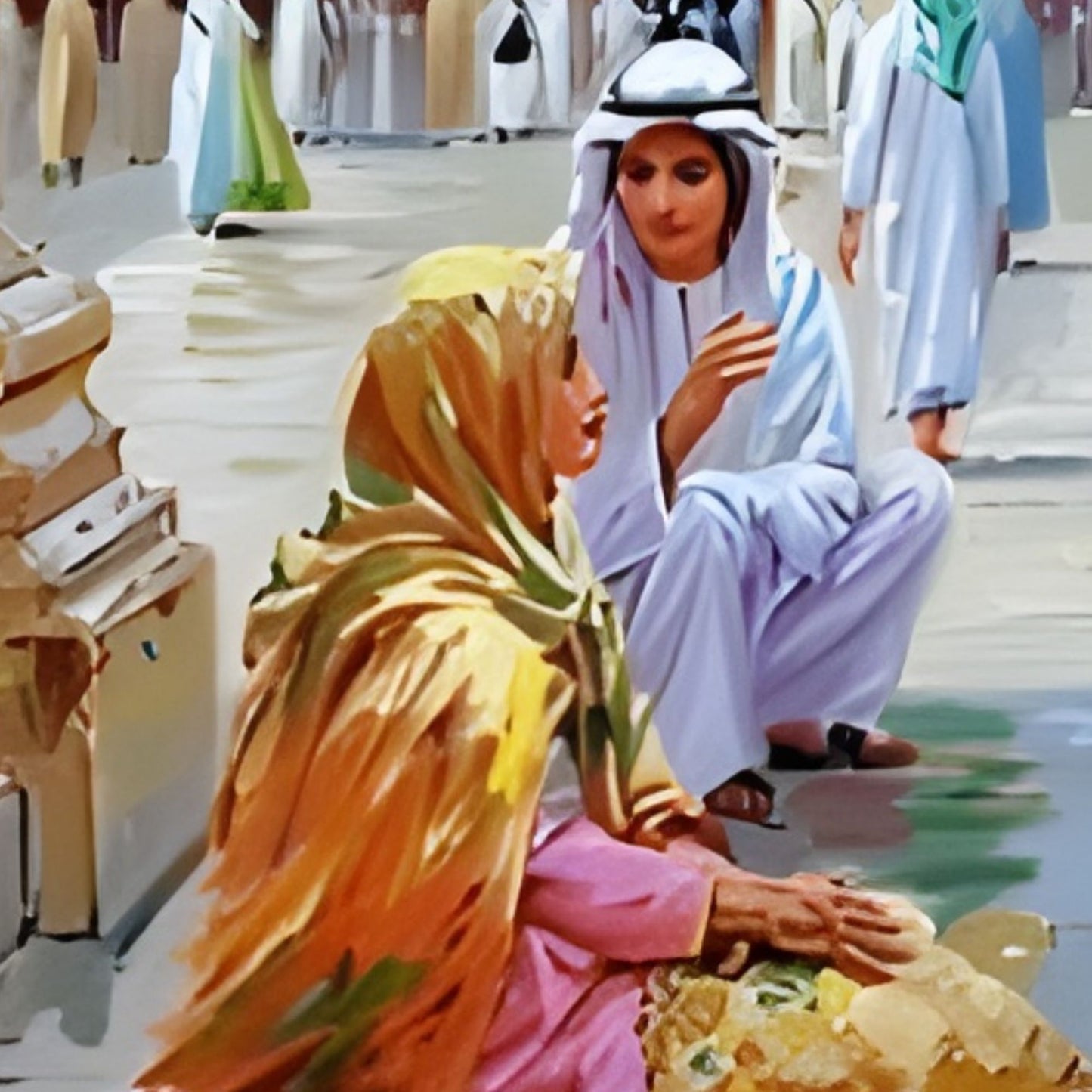 Original Hand-Painted Green Dome Islamic Mosque Wall Art