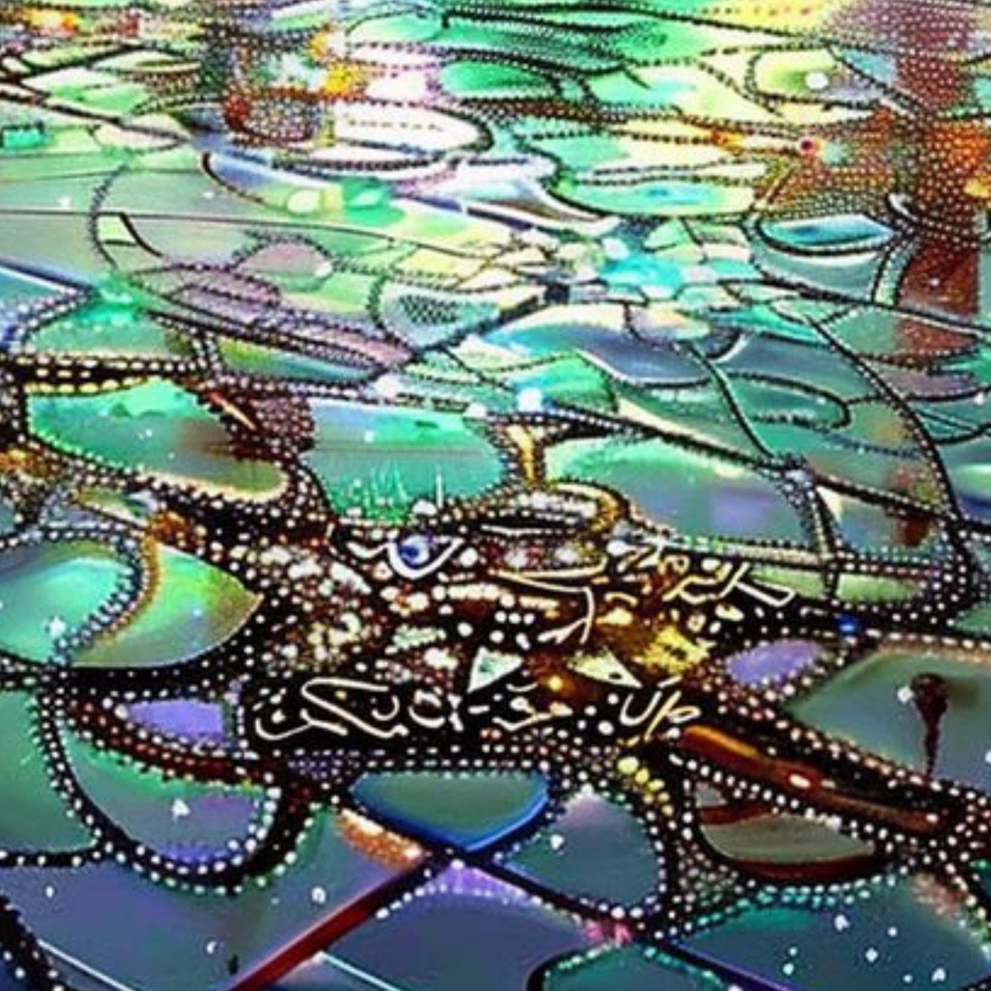 Bespoke Green Dome Islamic Mosque Oil Painting on Large Canvas