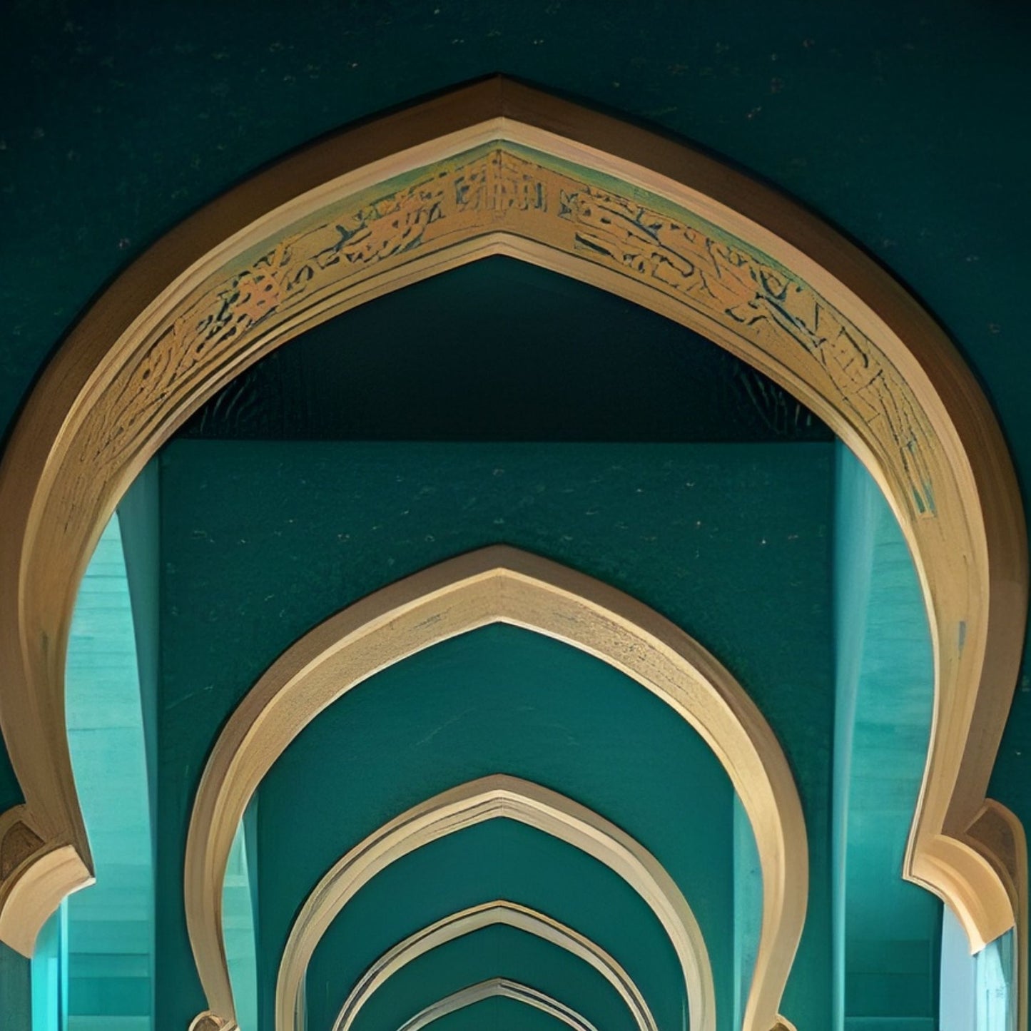 Sacred Islamic Archway Interior Hand-Painted Oil Canvas