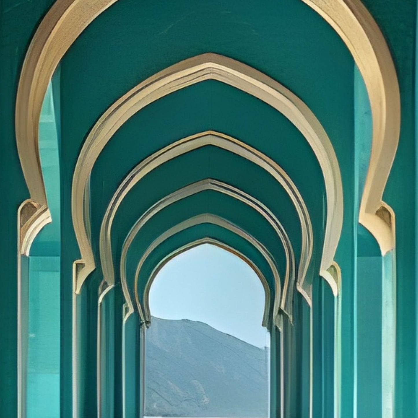 Sacred Islamic Archway Interior Hand-Painted Oil Canvas