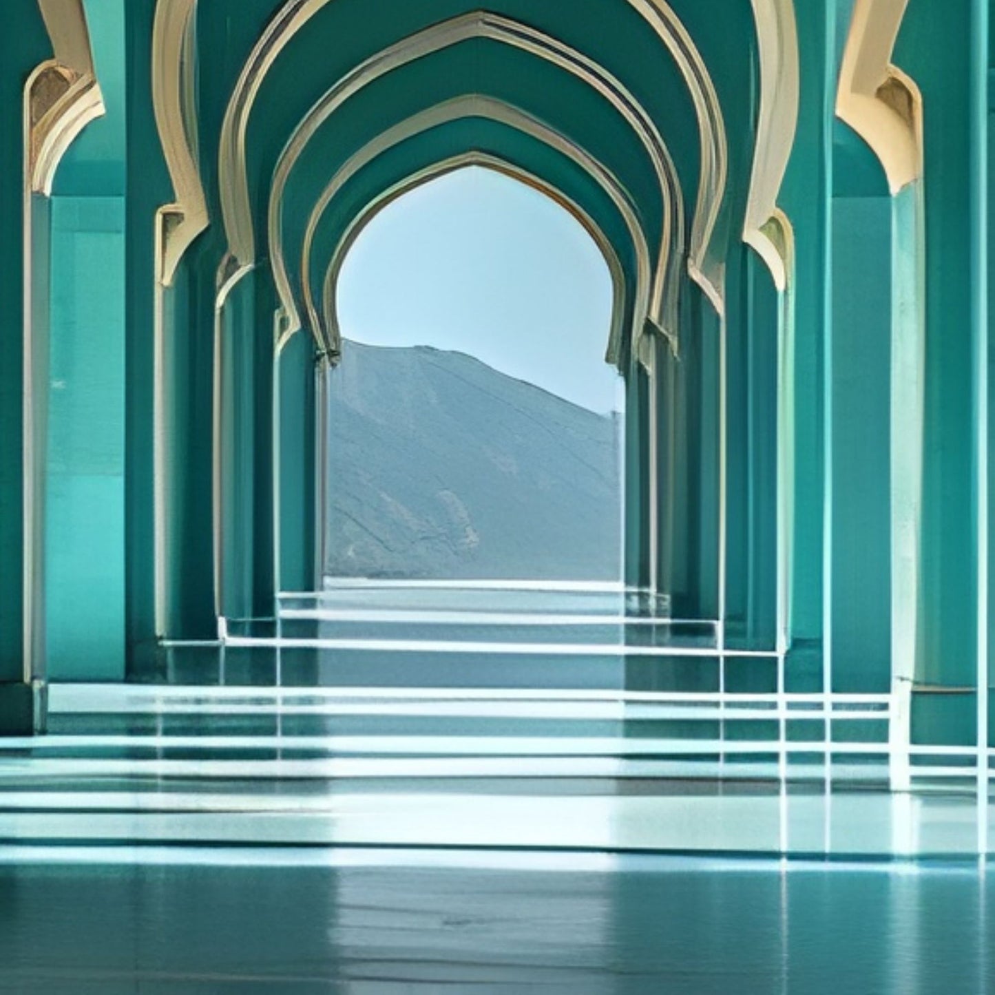 Sacred Islamic Archway Interior Hand-Painted Oil Canvas