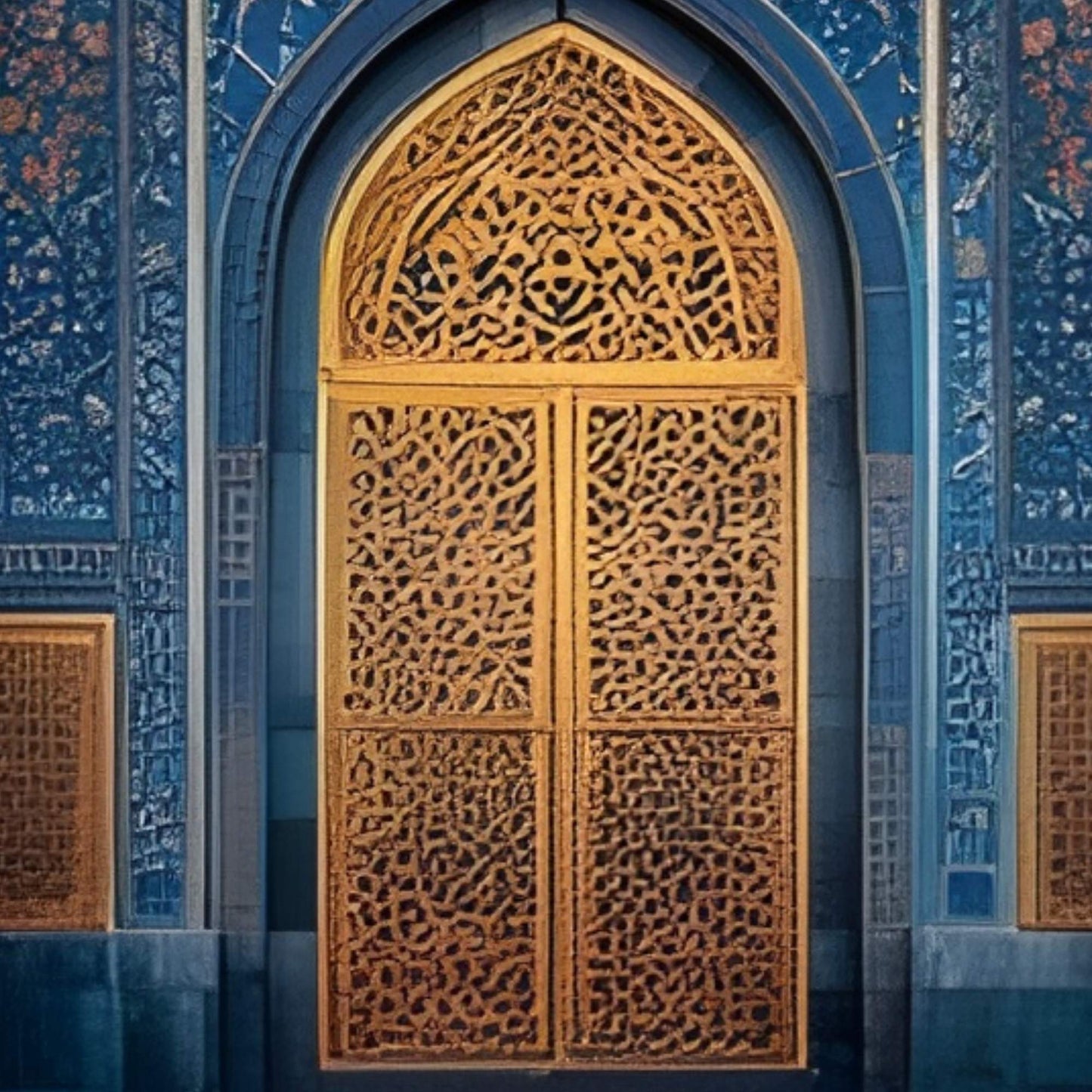 Hand-Painted Islamic Mosaic Doorway Oil Painting on Canvas