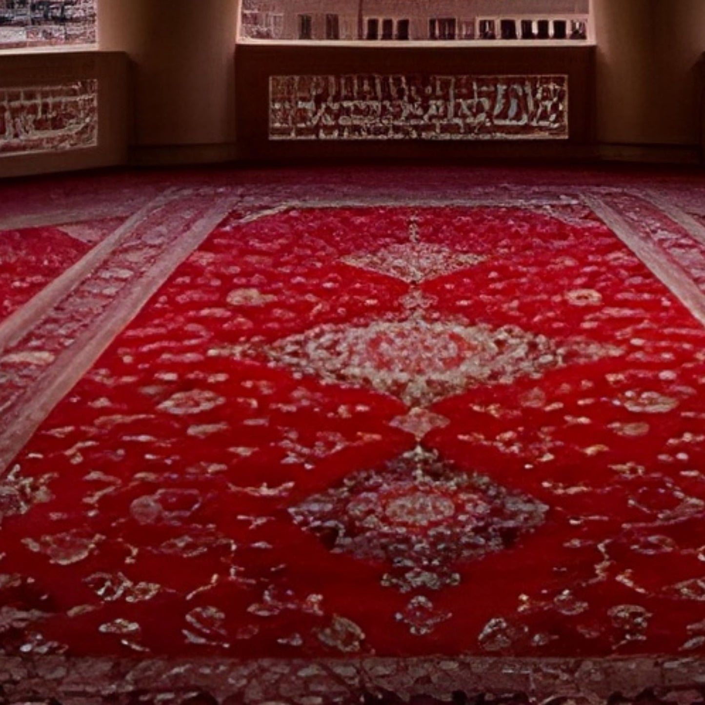 Luxury Hand-Painted Islamic Archway Sunset Oil Painting on Canvas