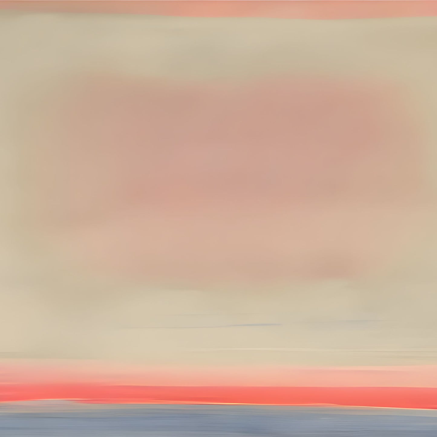 Hand-Painted Coral & Blue Rothko Style Oil Painting on Canvas