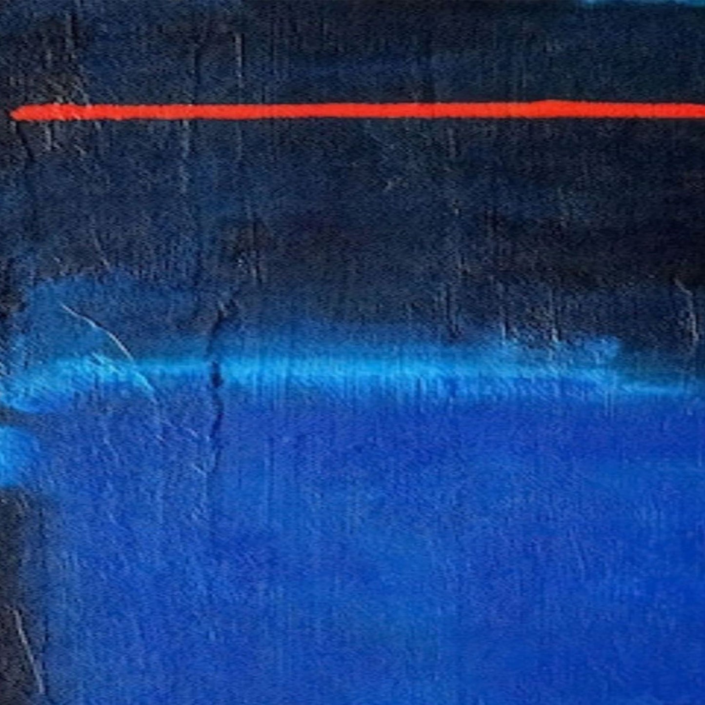 Modern Hand-Painted Rothko-Style Oil Painting in Deep Blue and Scarlet Red