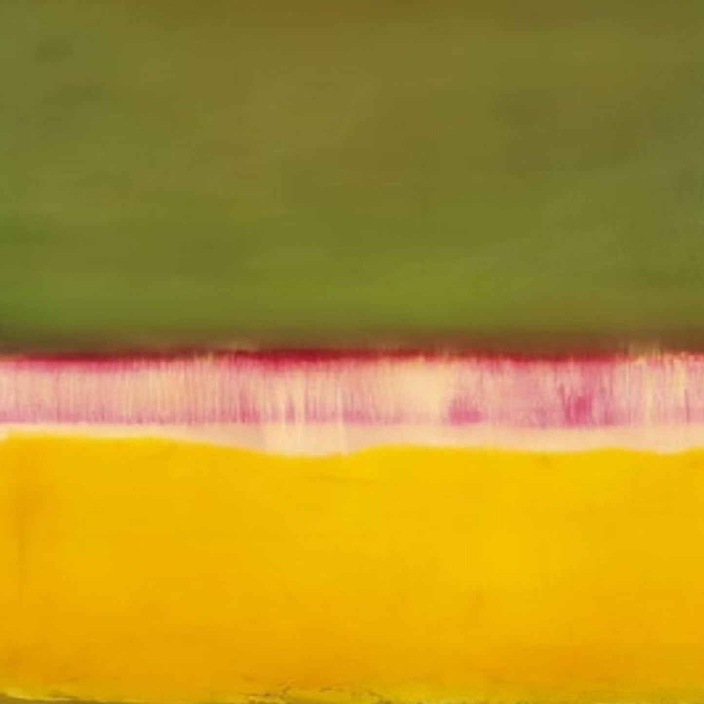 Minimalist Hand-Painted Olive Green & Yellow Rothko-Style Oil Canvas Art