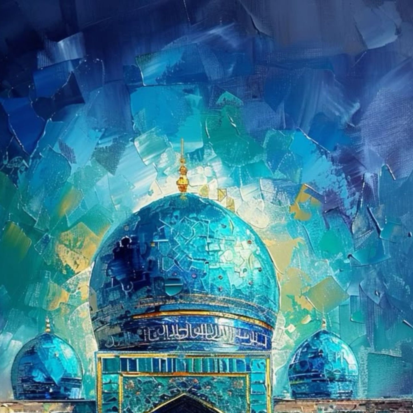 Islamic Blue Mosque Hand-Painted Oil Canvas Art