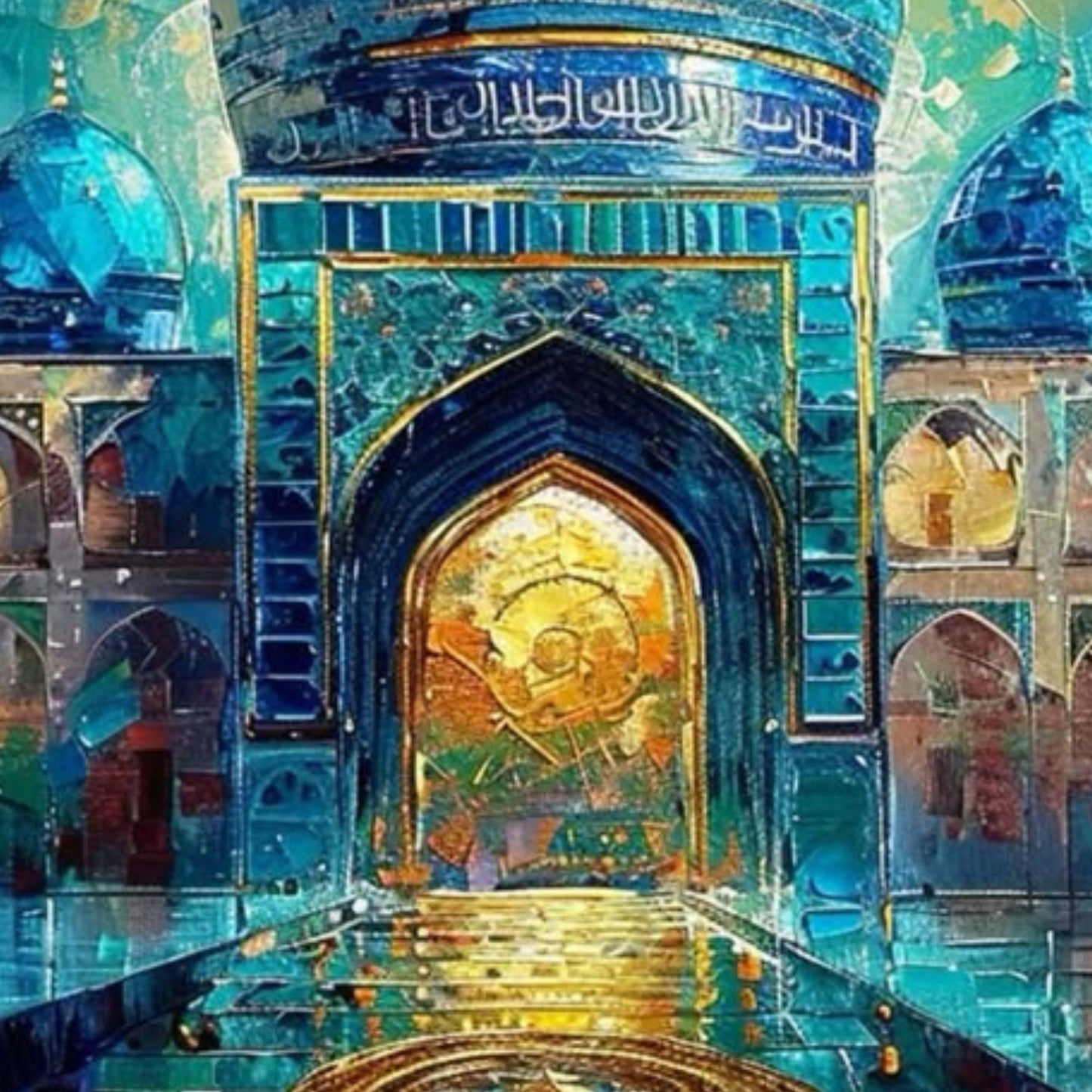 Islamic Blue Mosque Hand-Painted Oil Canvas Art