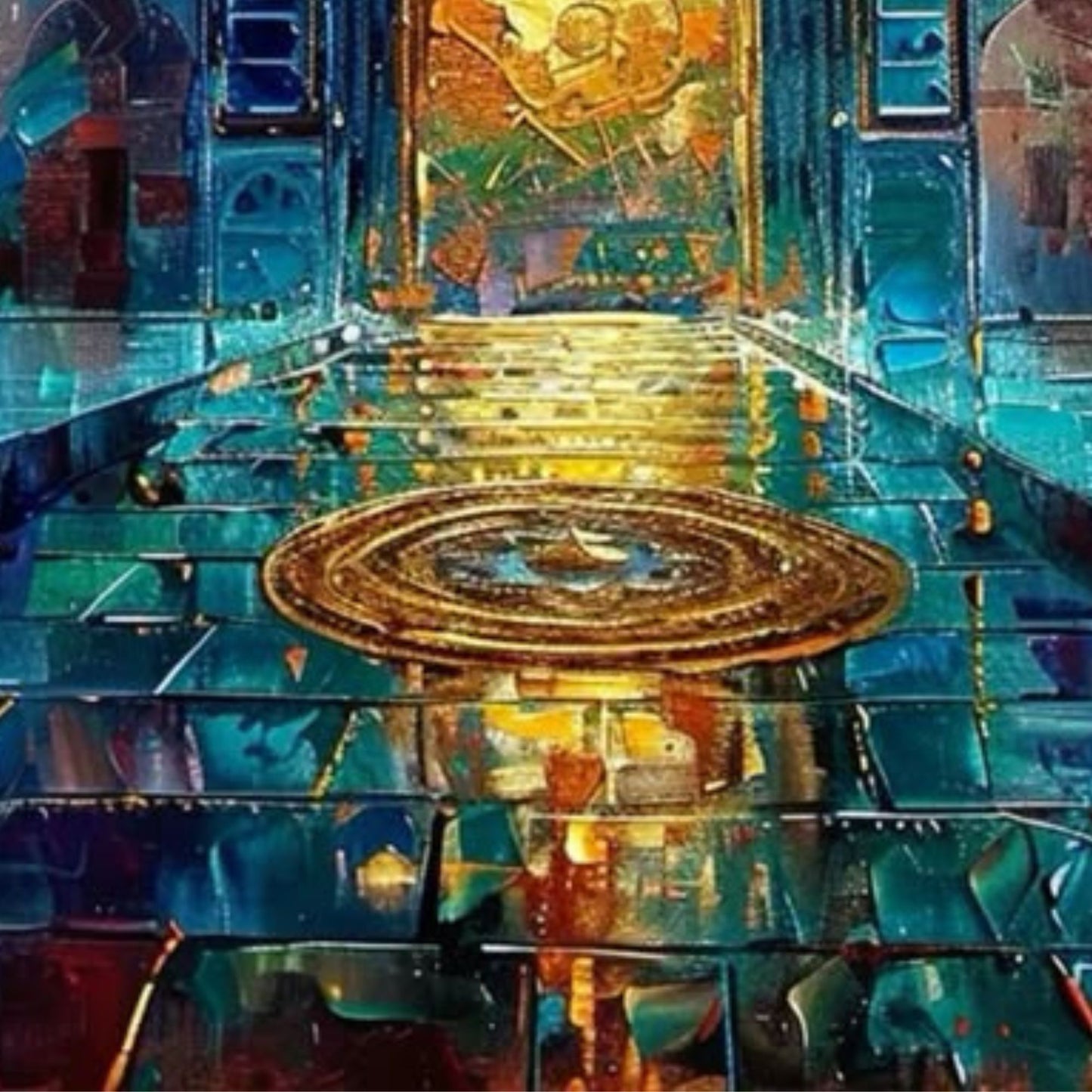 Islamic Blue Mosque Hand-Painted Oil Canvas Art