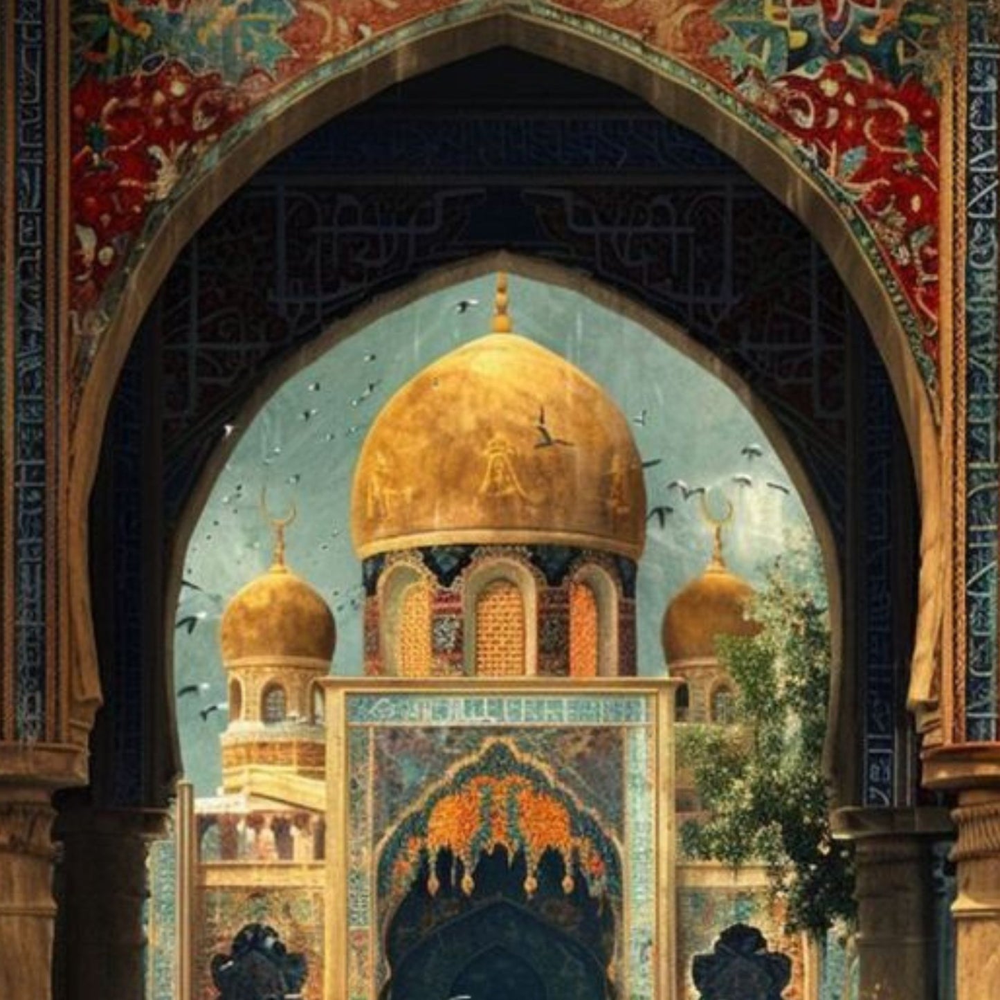 Islamic Palace Garden with Reflecting Pool Hand-Painted Oil Canvas Wall Art