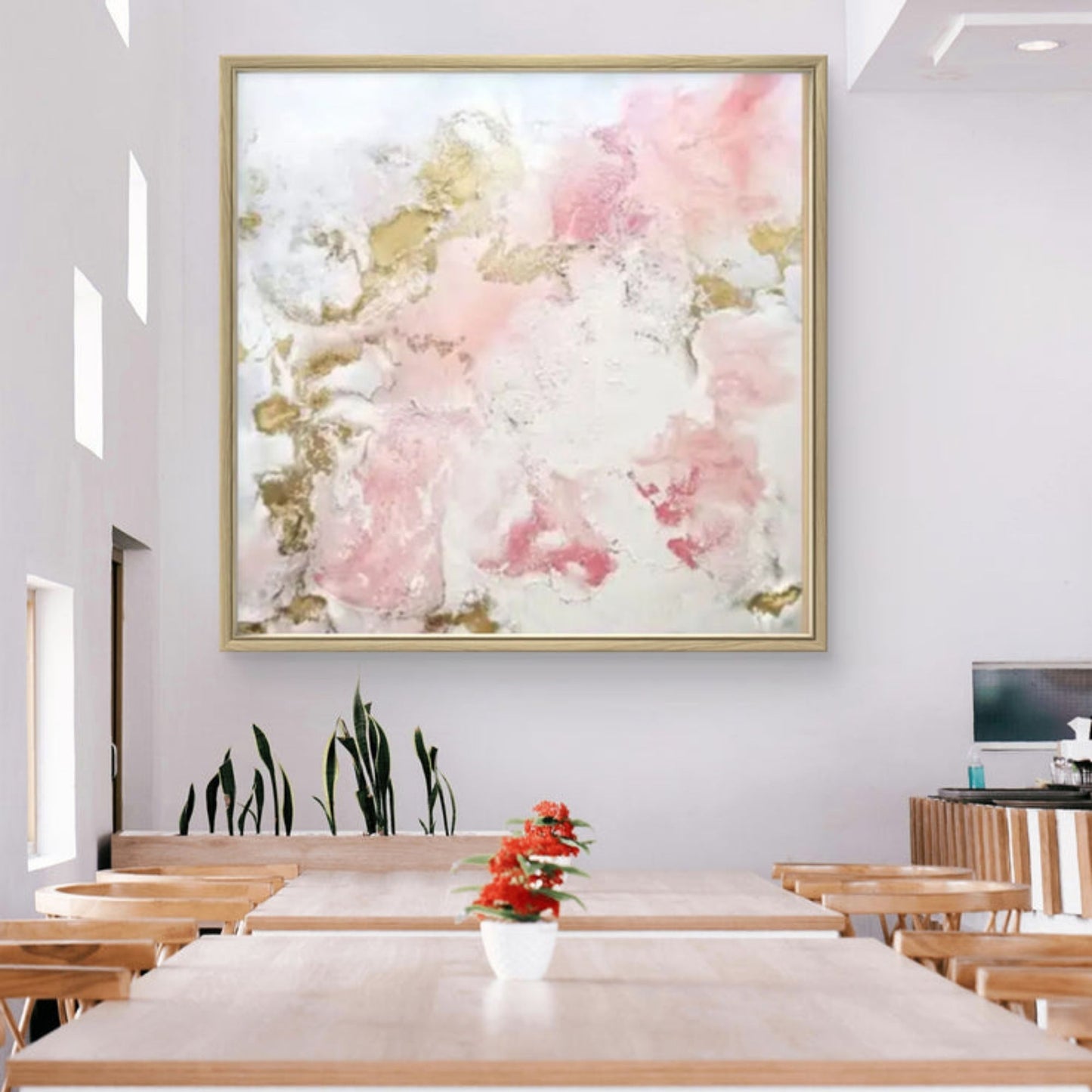 Blush Serenity – Modern Textured Abstract Canvas Painting
