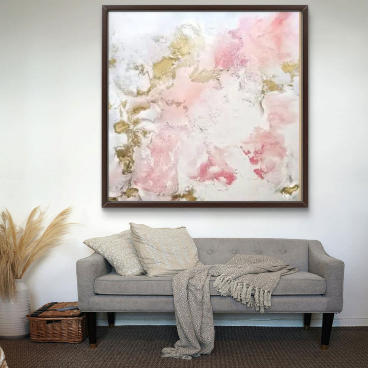 Blush Serenity – Modern Textured Abstract Canvas Painting