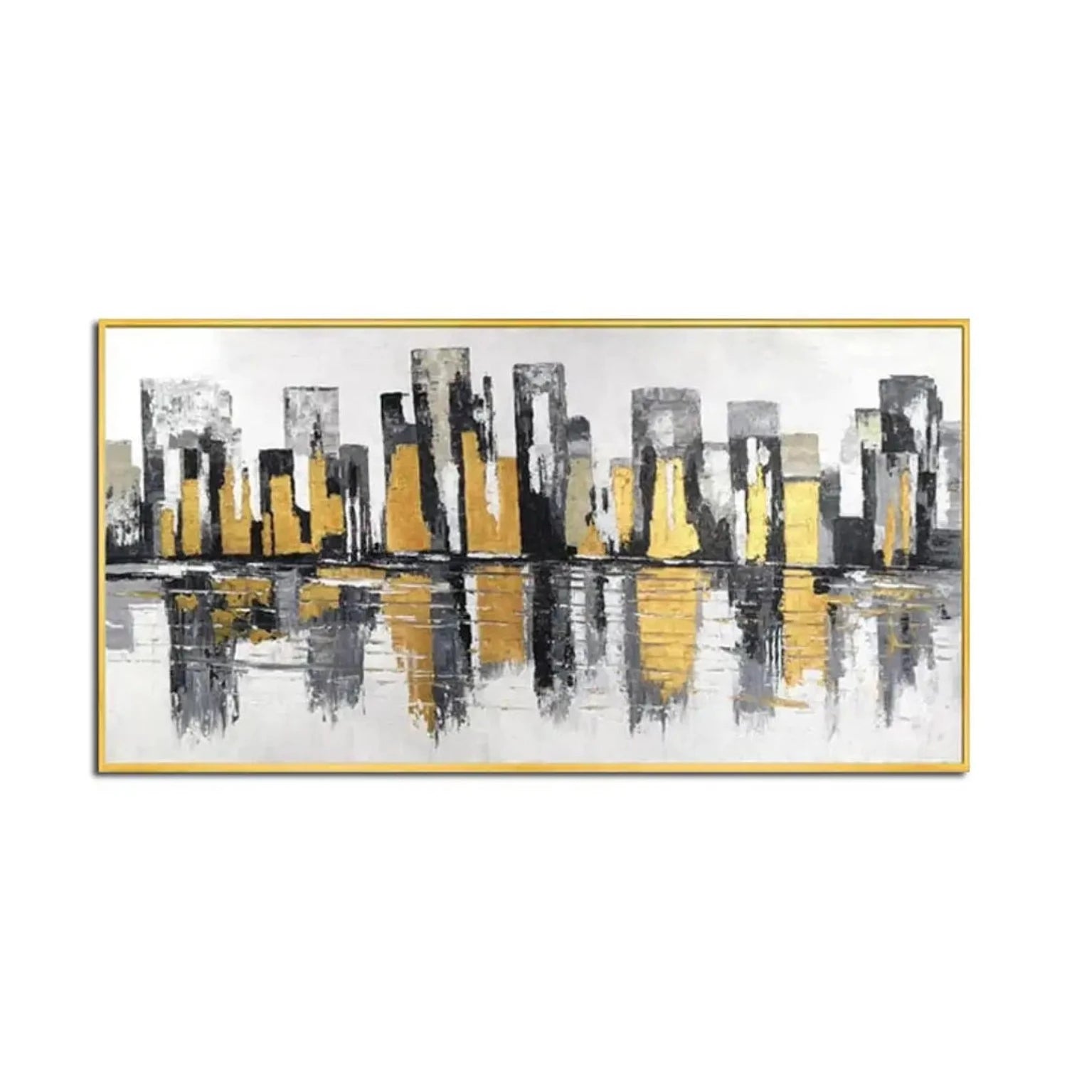 Textured Coastline Black Gold Cityscape Wall Art