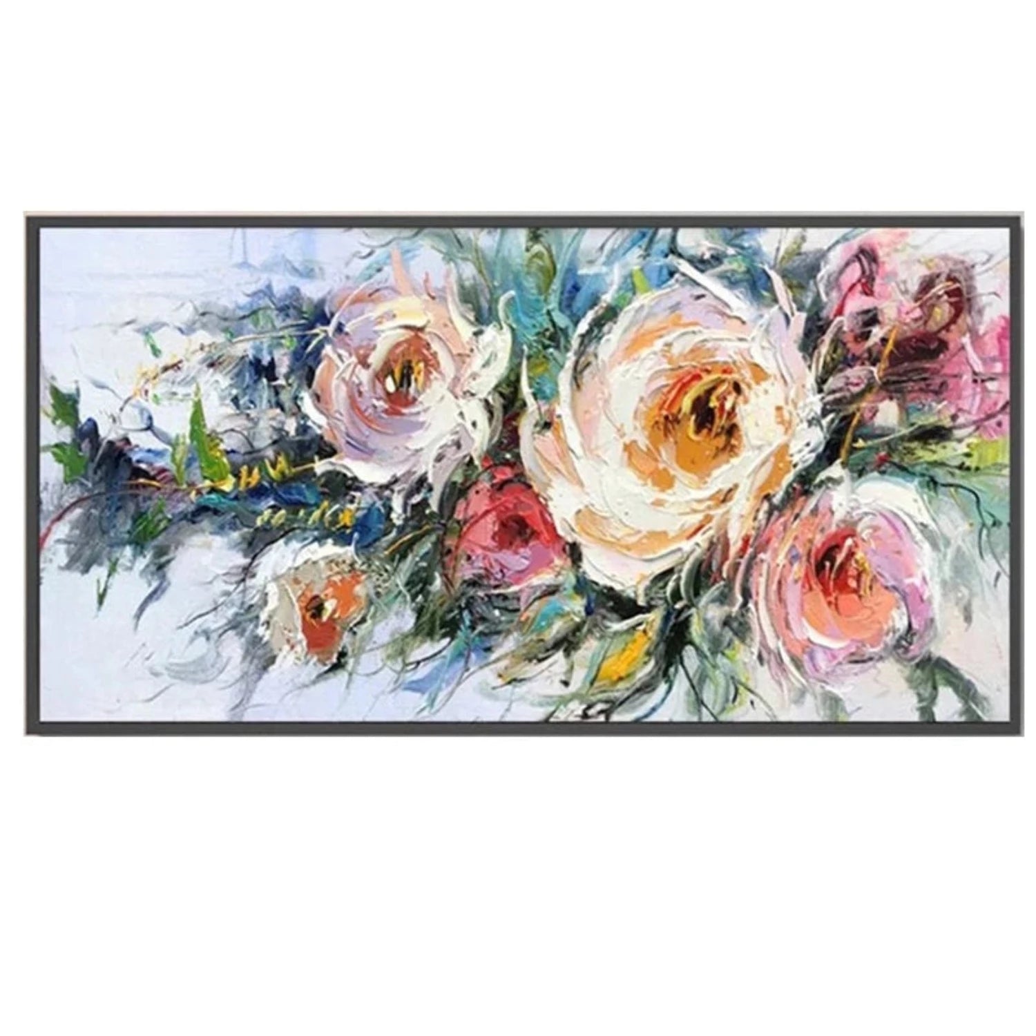 3D Textured Blooming Peony Flower Bouquet Painting