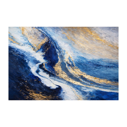 Abstract Blue and Gold Wall Art – Modern Luxury Canvas Painting