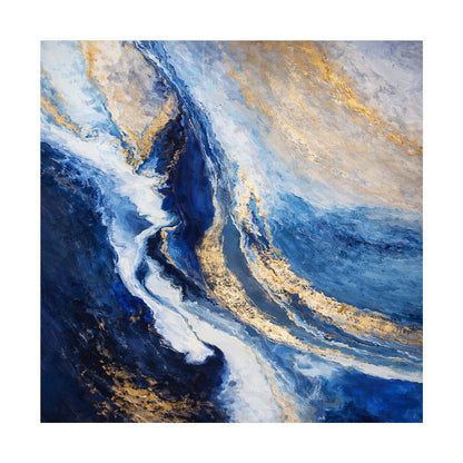 Abstract Blue and Gold Wall Art – Modern Luxury Canvas Painting