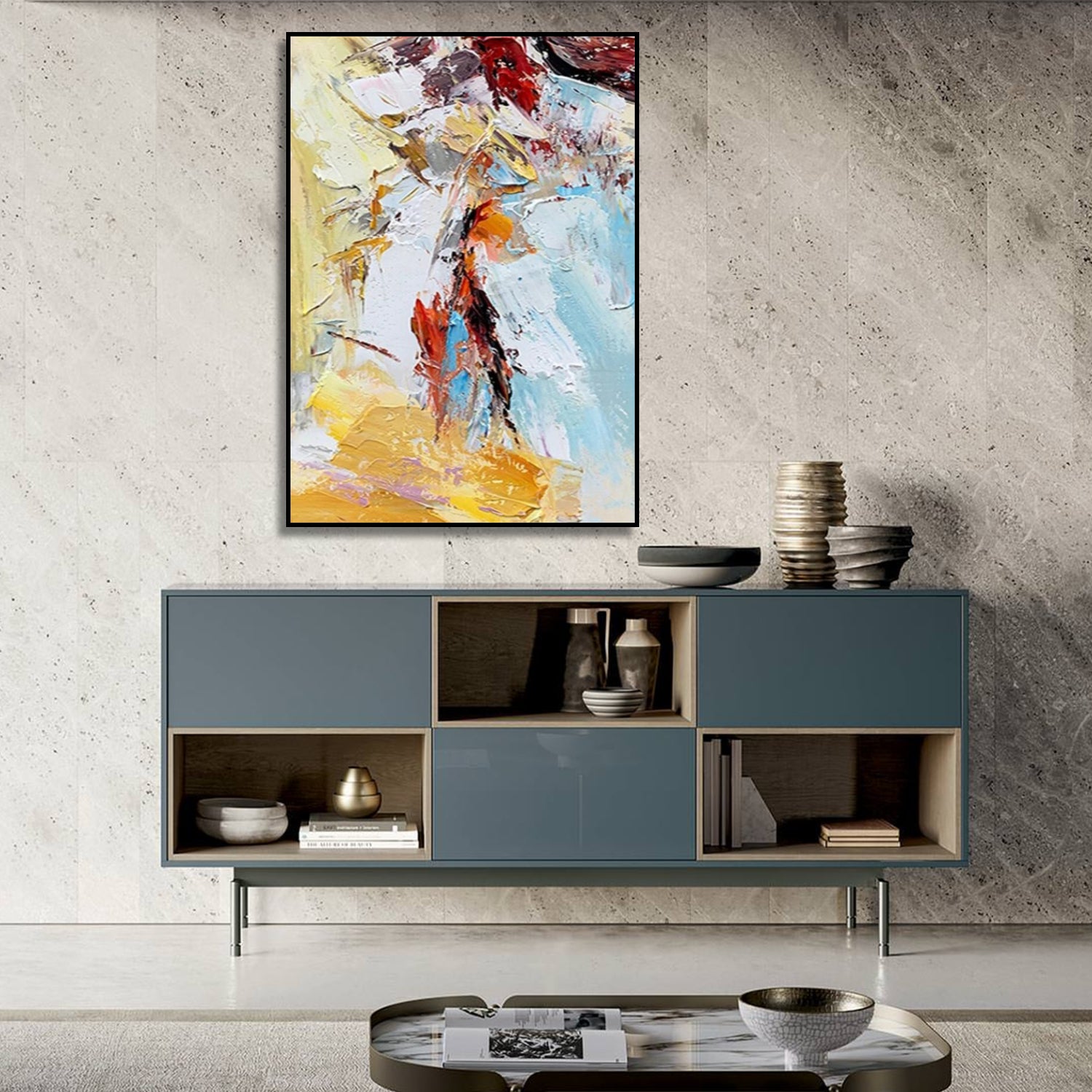 Original Abstract Bold Palette Knife Textured Wall Art