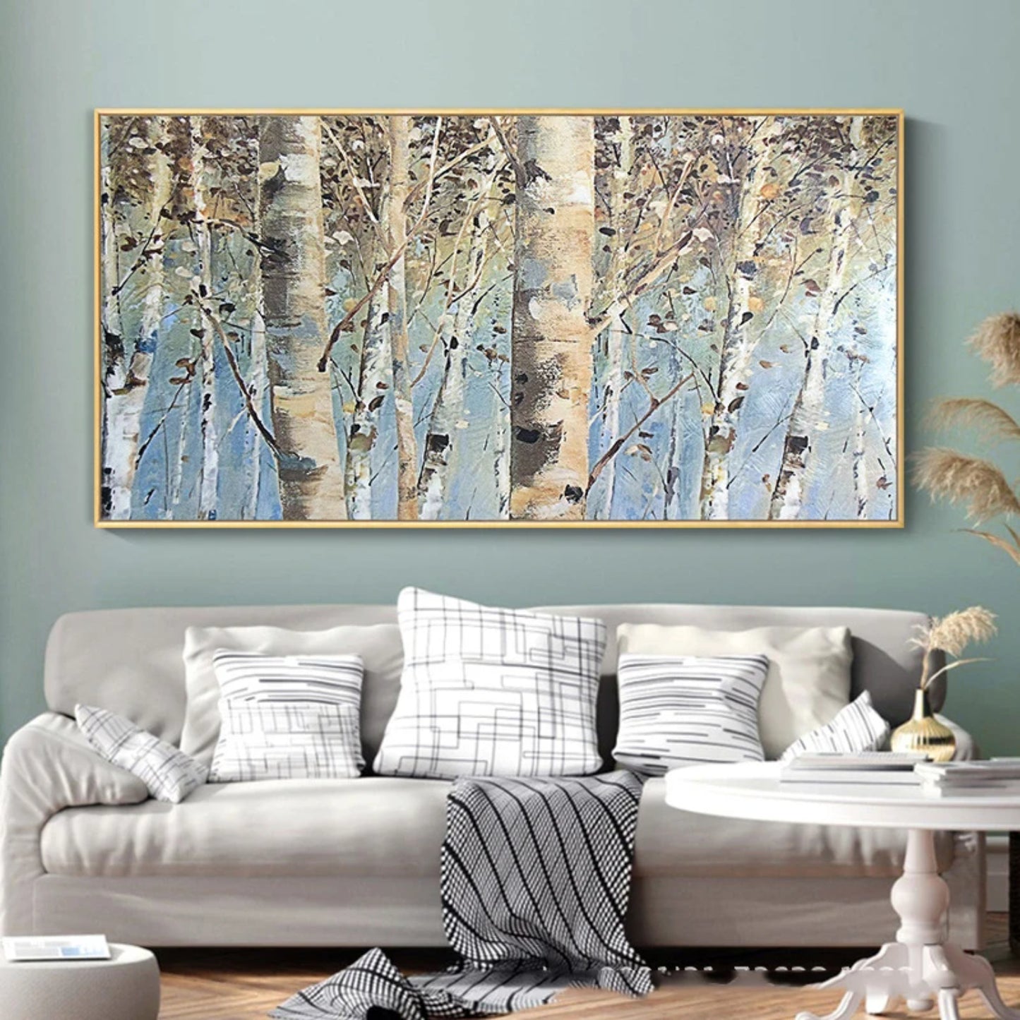 Abstract Autumn Birch Forest Neutral Colour Art