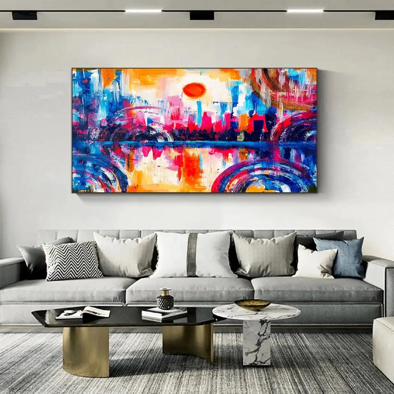 Abstract Riverside Metropolitan City Landscape Art – My Modern Art