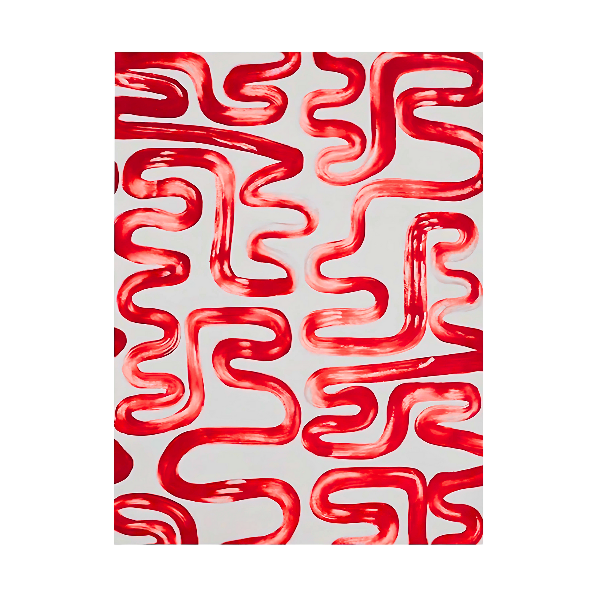 Abstract Greek Key Red Painting