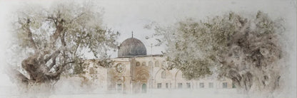 Historic building with a dome surrounded by trees in a snowy landscape