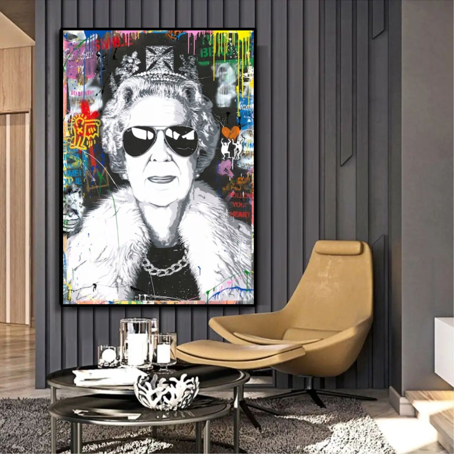 Banksy Style Queen Elizabeth Graffiti Wall Hanging Pop Art