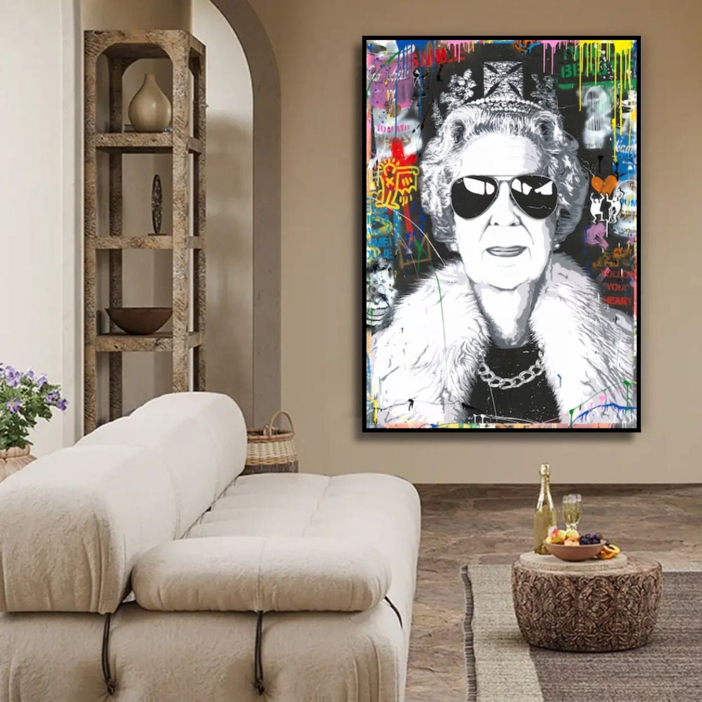 Banksy Style Queen Elizabeth Graffiti Wall Hanging Pop Art