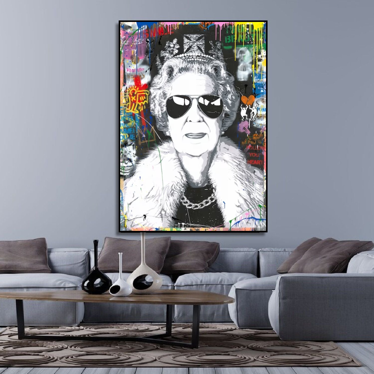 Banksy Style Queen Elizabeth Graffiti Wall Hanging Pop Art