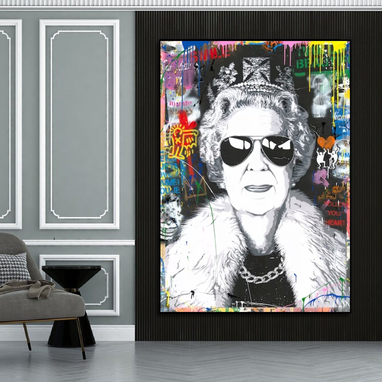 Banksy Style Queen Elizabeth Graffiti Wall Hanging Pop Art