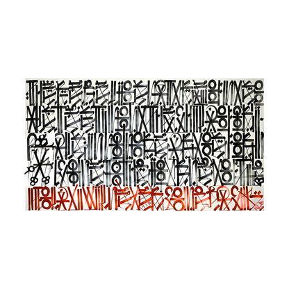 Black White Red Abstract Graffiti Script Painting – Hand-Painted Canvas