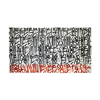 Black White Red Abstract Graffiti Script Painting – Hand-Painted Canvas