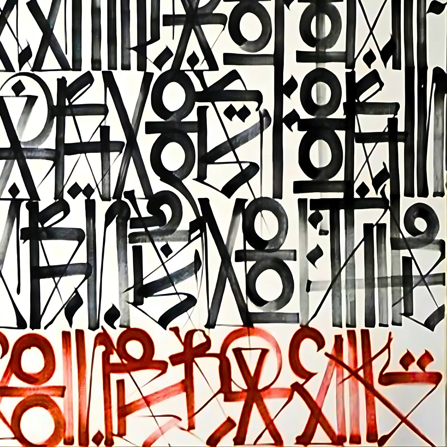 Black White Red Retna-Inspired Graffiti Abstract Painting