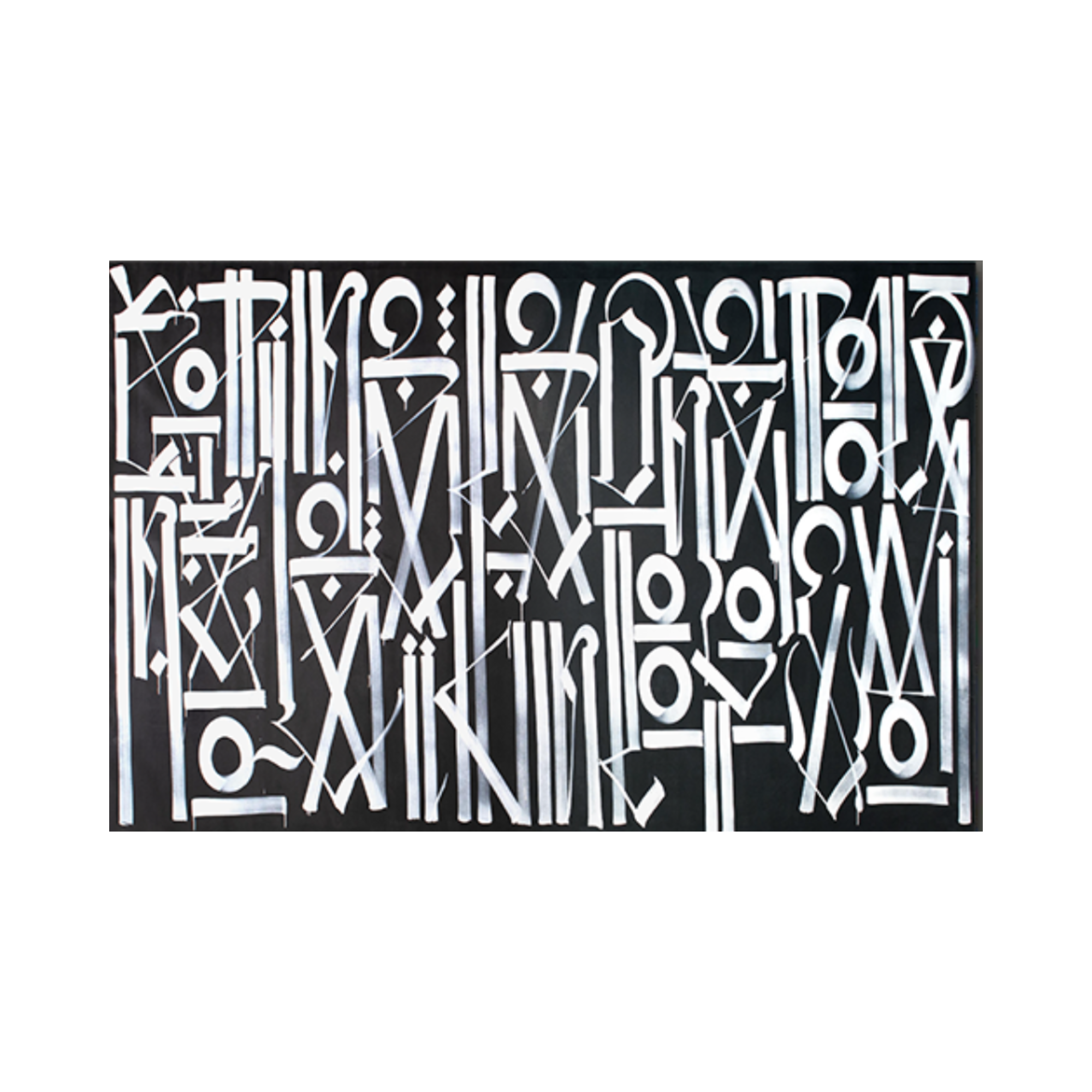 Abstract Script Hand Style Black & White Abstract Script Painting – My Modern Art