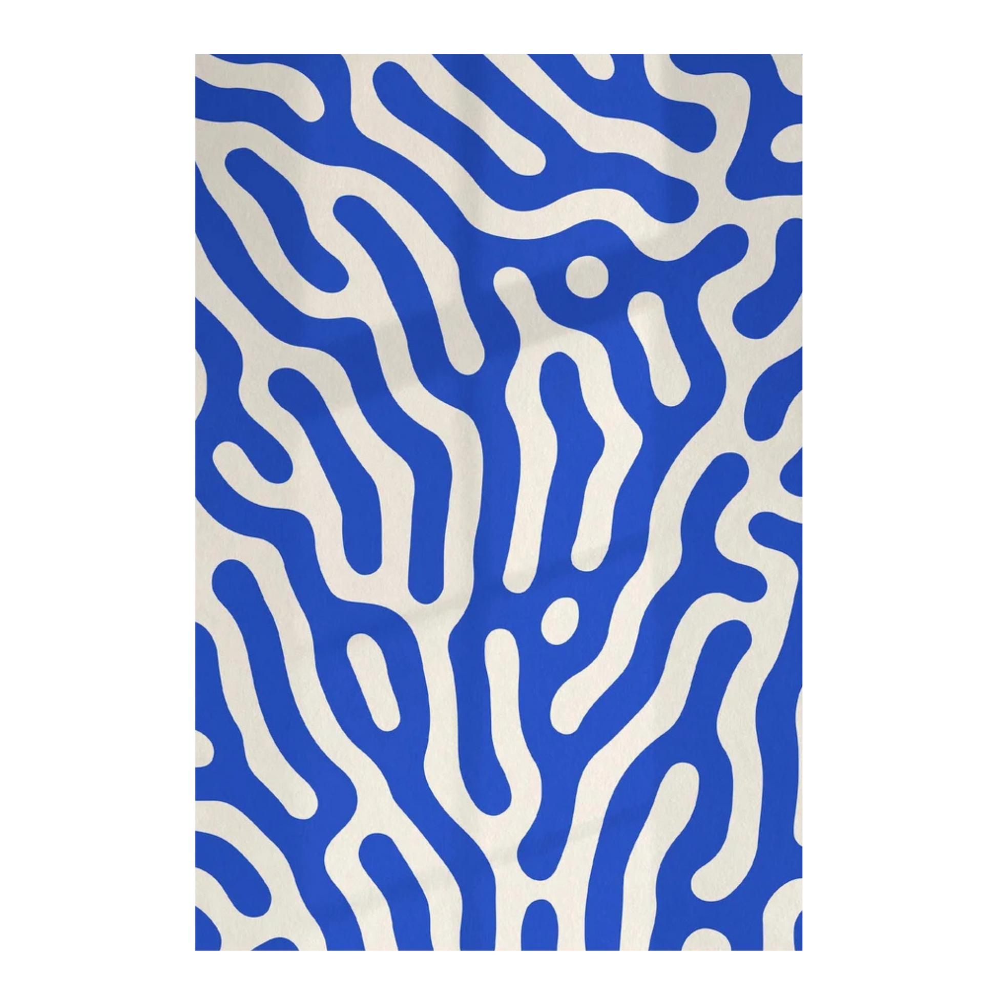 Blue and white wavy pattern on a white background