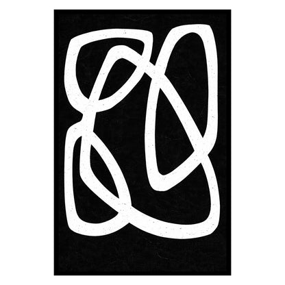 White abstract design on a black background