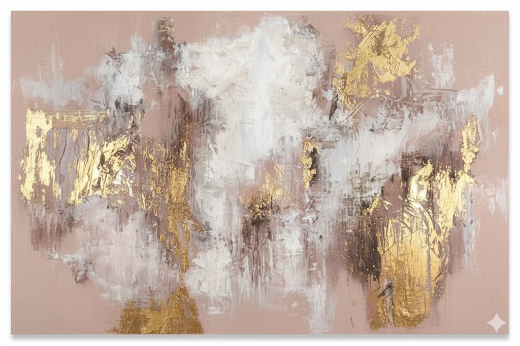 Golden Veil of Silence Handmade Canvas Painting